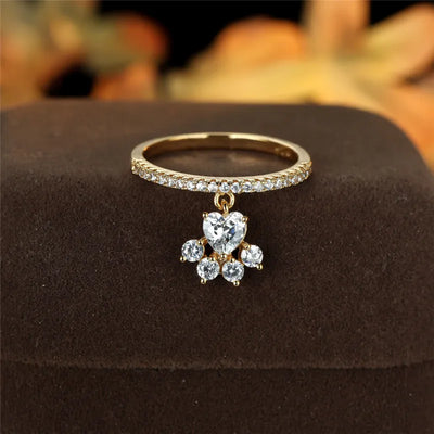 Heart-Whisper Paw | Pet-Lover’s Stone Ring | Dual Tone Elegance