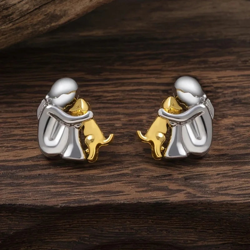 GoldenPaw | Heartfelt Harmony | Sterling Silver & Gold Dog Lover Earrings