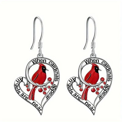 Amara | Angel’s Whisper | Cardinal Memorial Heart Earrings