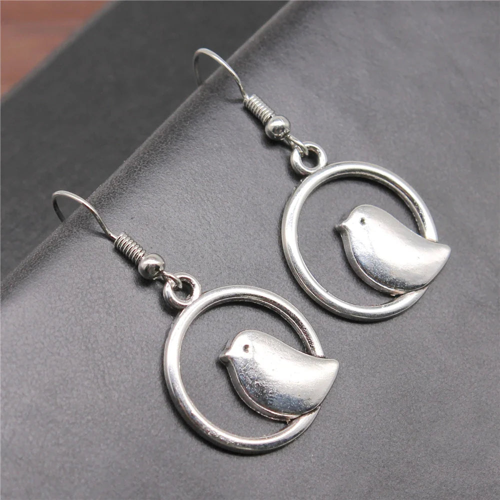 FeatherMuse | Vintage Bird Charm | Drop Earrings