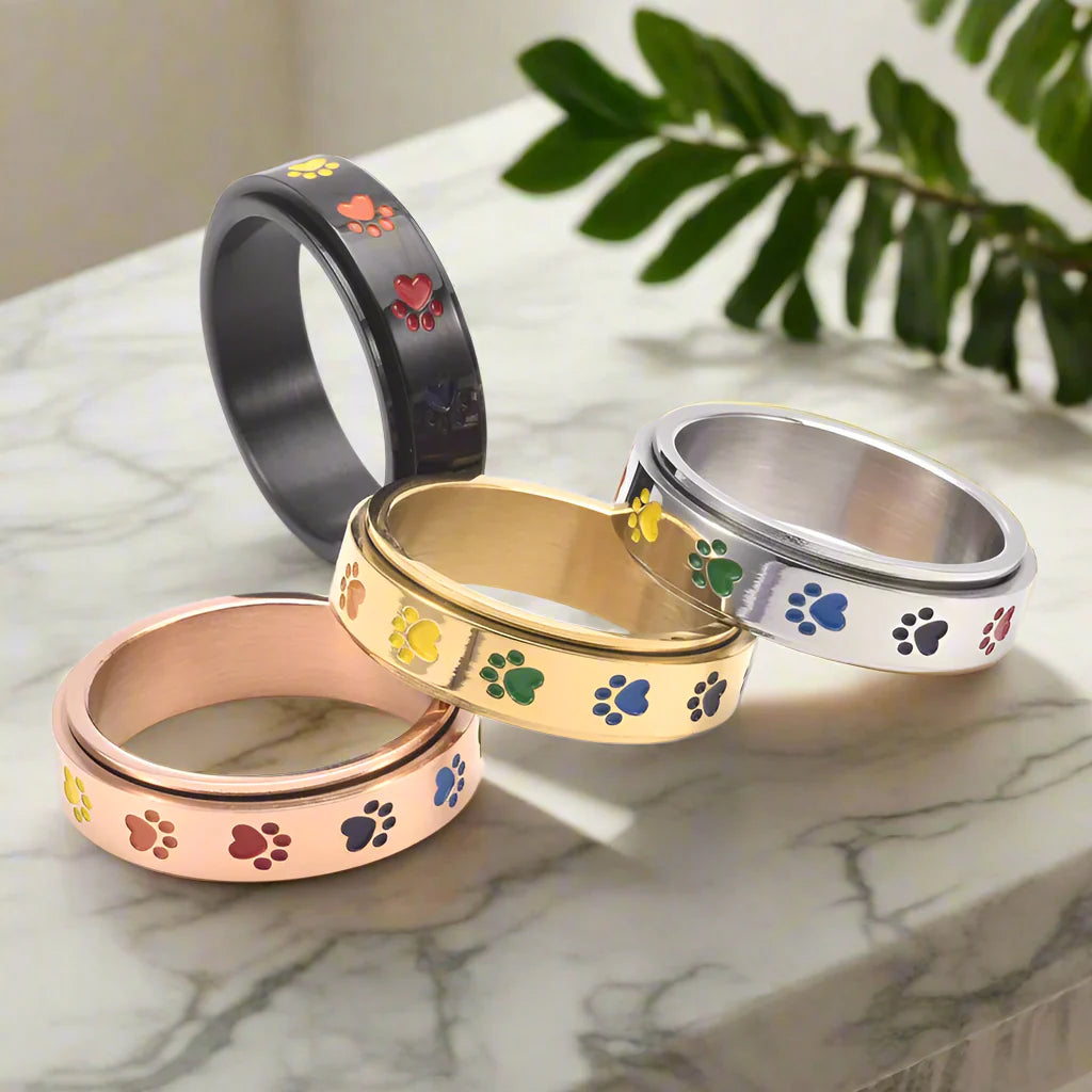 PawZen | Tranquil Motion | Stainless Steel Spinning Paw Ring