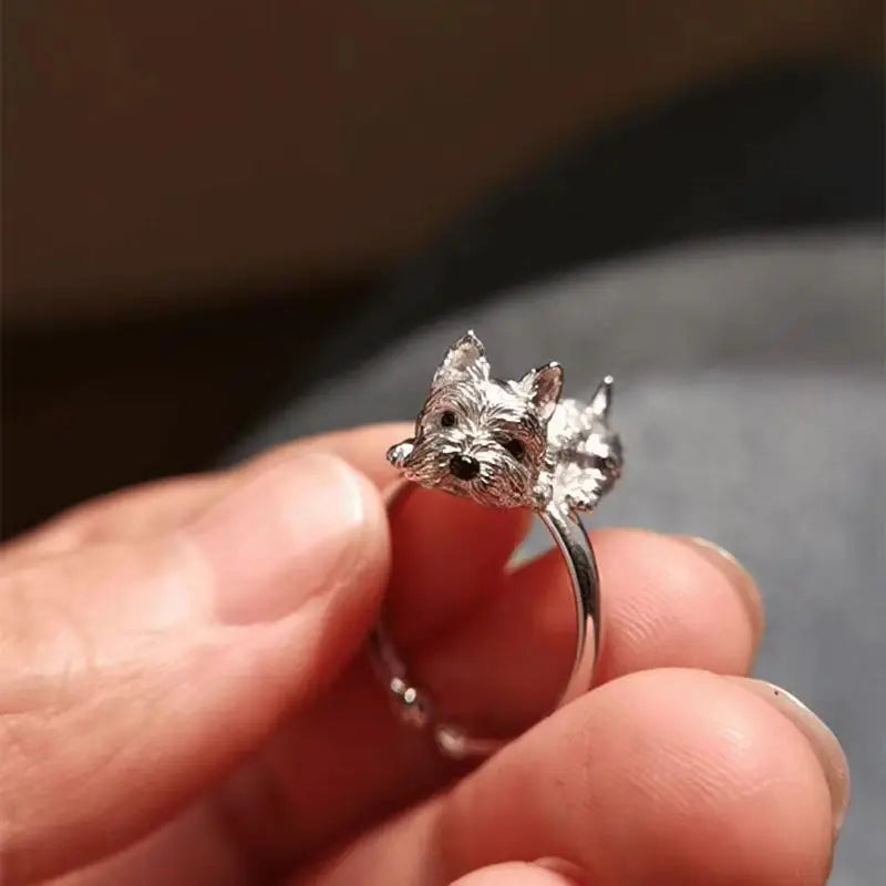 CanisLuxe | Devoted Embrace | Sterling Silver Dog Wrap Statement Ring