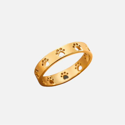 Golden Paws | Elegant Paw Print | Stainless Steel Ring