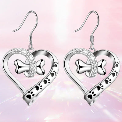 PawVine | Endless Affection | Sterling Silver Dog Paw Heart Necklace and Earring Set