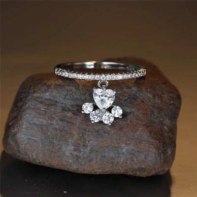 Heart-Whisper Paw | Pet-Lover’s Stone Ring | Dual Tone Elegance