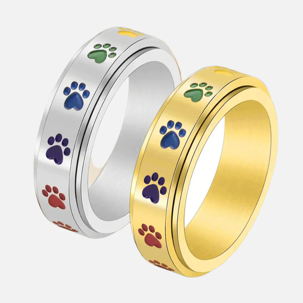 PawZen | Tranquil Motion | Stainless Steel Spinning Paw Ring