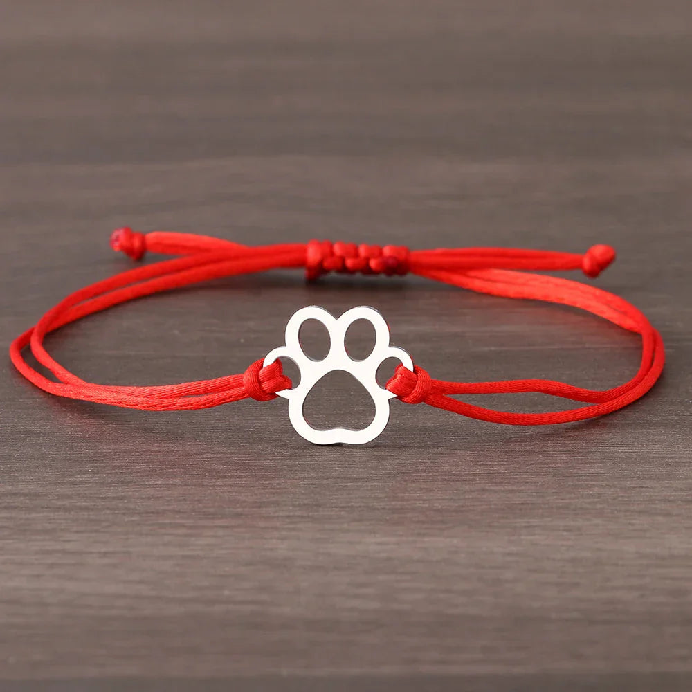 Silver Paw Bond | Adjustable Cord | Paw-Print Bracelet