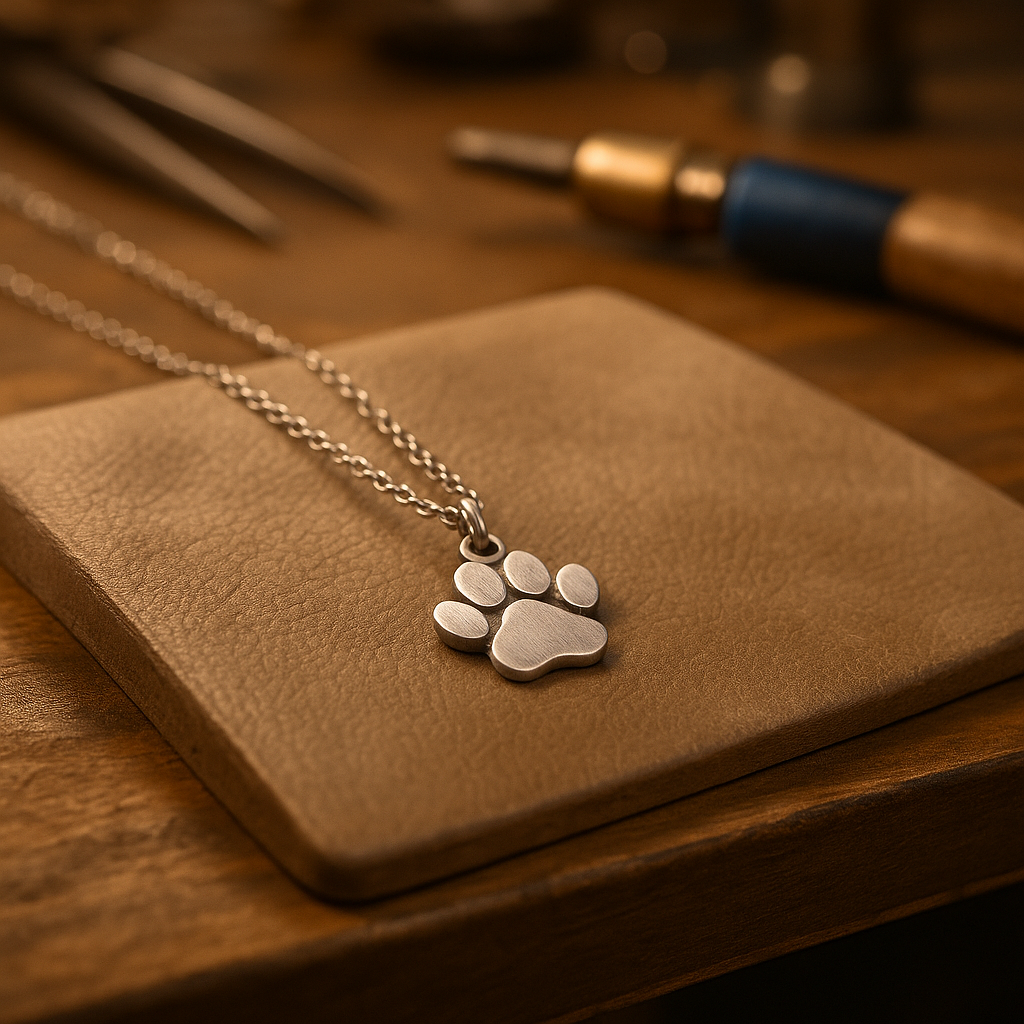 EternaPaw | Forever in My Heart | Sterling Silver Paw Print Memory Necklace