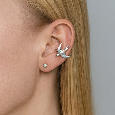 SkyLuxe | Silver Grace | Vintage Swallow Bird Clip-On Earrings