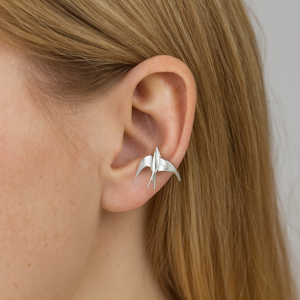 SkyLuxe | Silver Grace | Vintage Swallow Bird Clip-On Earrings