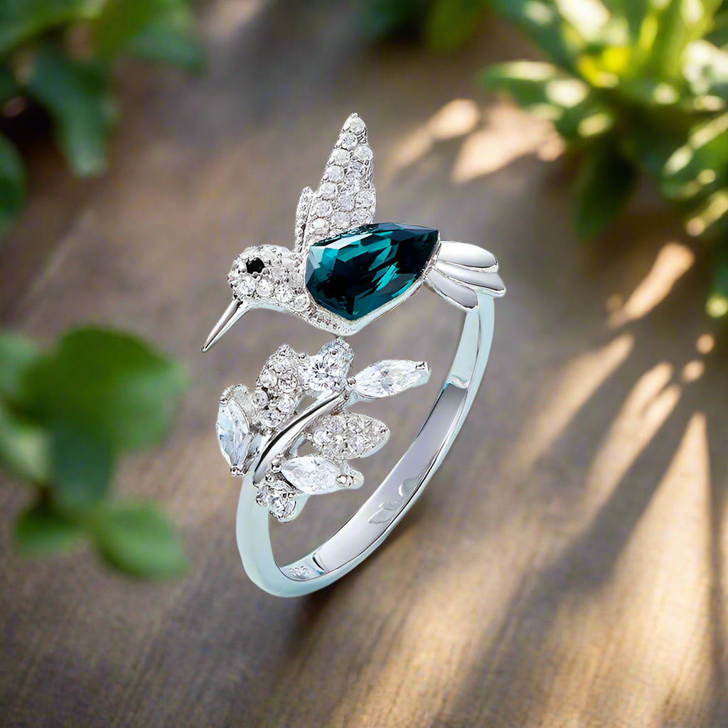 Humming Glow | Adjustable Sparkle Ring | Rhinestone & Sterling