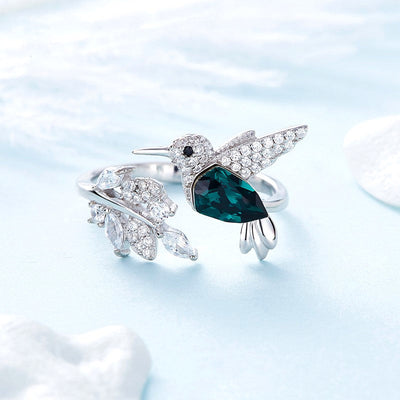 Humming Glow | Adjustable Sparkle Ring | Rhinestone & Sterling