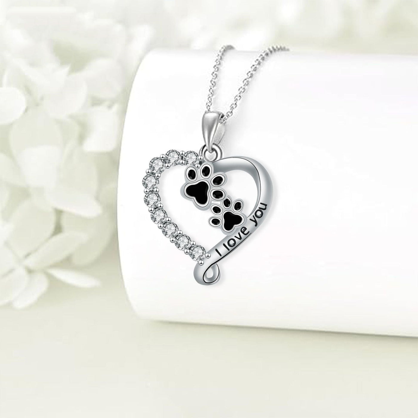 Amoria | Paw Heart Harmony | Sterling Silver Necklace