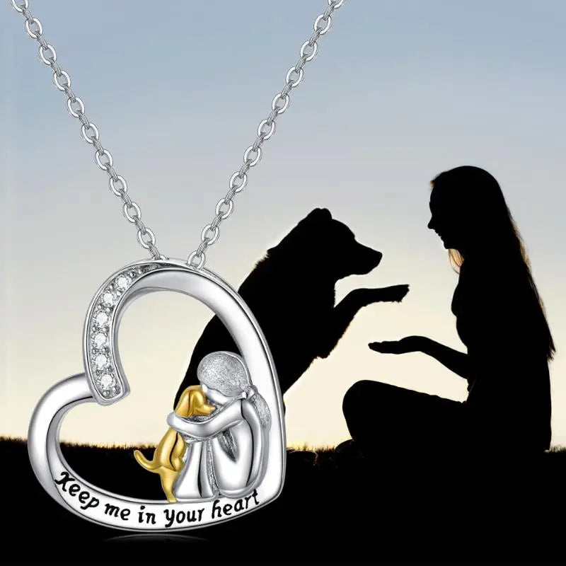 HeartPaw | Eternal Connection | Sterling Silver Dog Memorial Heart Necklace