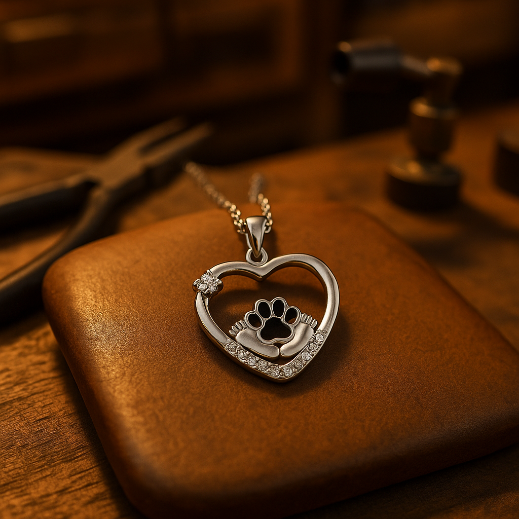 TailAura | Forever Steps | Little Feet Dog Paw Print Necklace