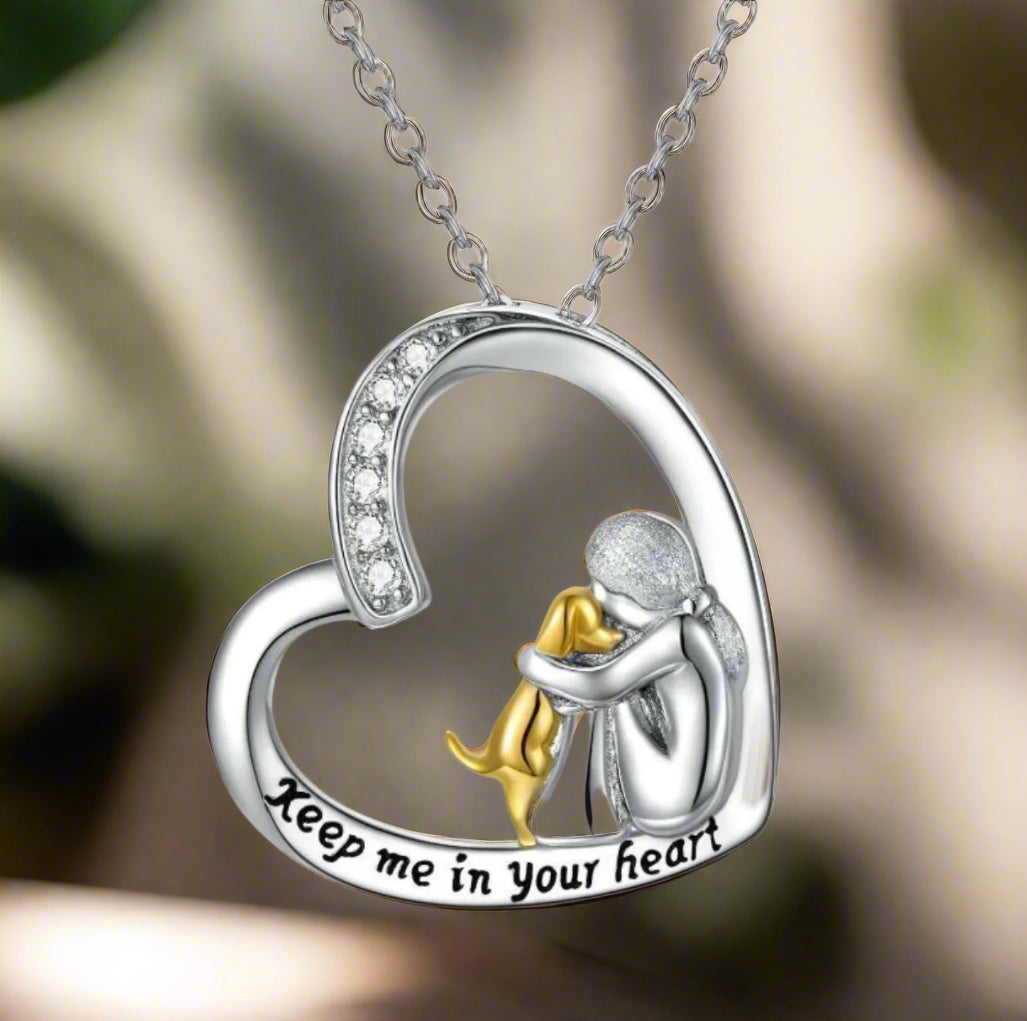 HeartPaw | Eternal Connection | Sterling Silver Dog Memorial Heart Necklace