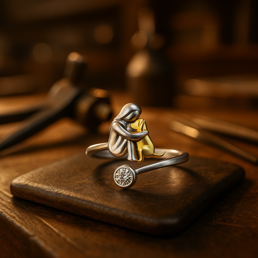 AuroraPaw | Loyal Embrace | Sterling Silver Adjustable Dog Ring