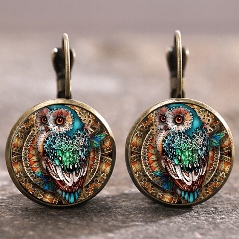 Moonlit Owl Gaze | Rounded Crystal Owl | Sophisticated Ear Delight