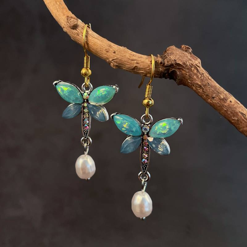 Seraphina | Enchanted Wings | Green Opal Pearl Earrings