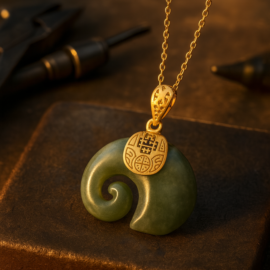 GoldEle | Gold and Jade Elephant | Necklace