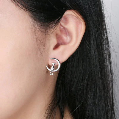 Lunar Purr Studs | Sterling Silver | Cat Earrings