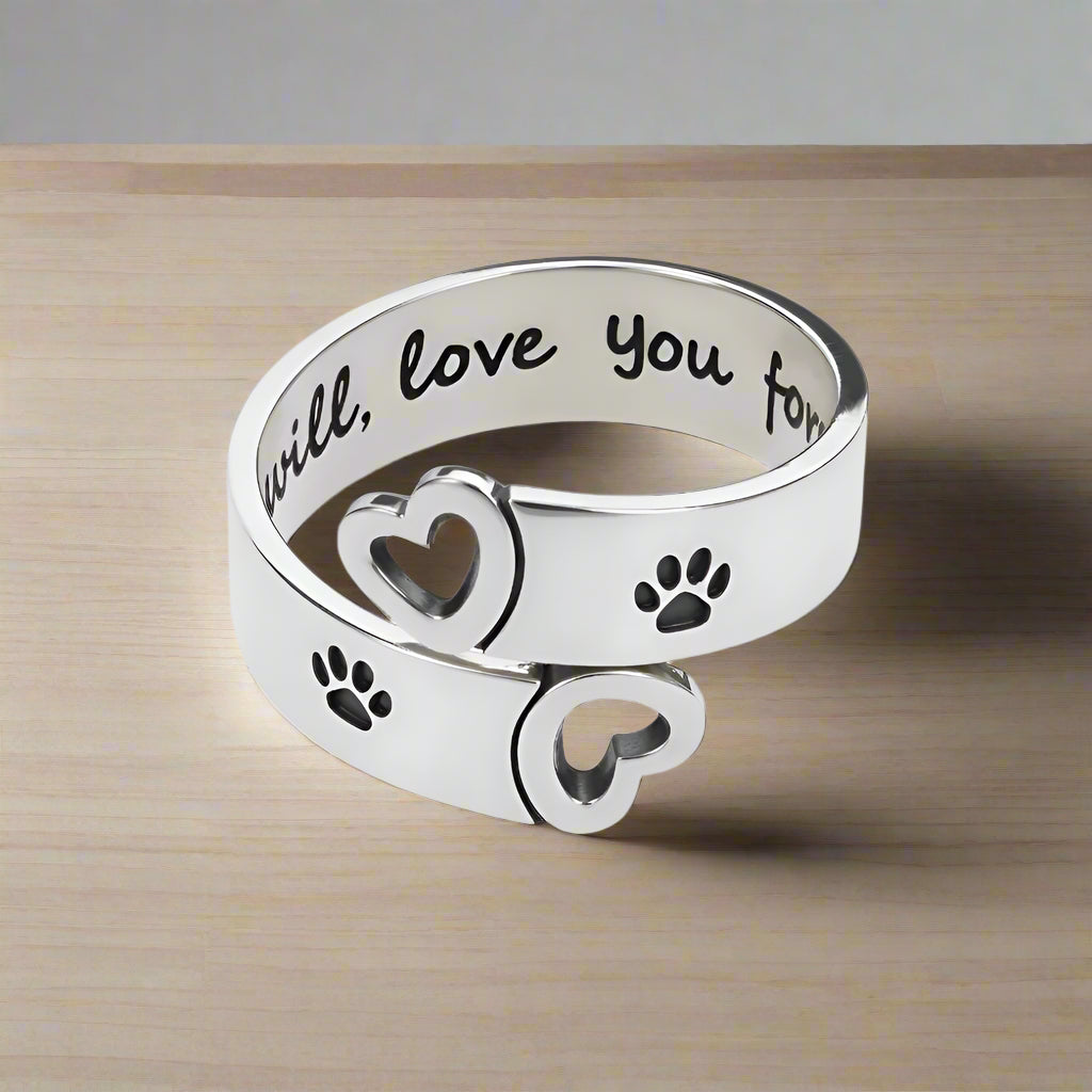 LuvPrint | Eternal Connection | Sterling Silver Paw Heart Twist Memorial Ring