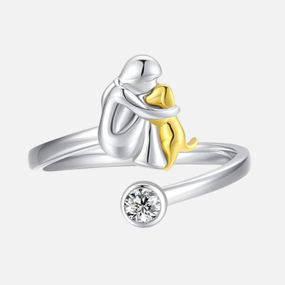 AuroraPaw | Loyal Embrace | Sterling Silver Adjustable Dog Ring