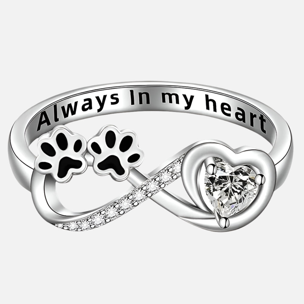 InfiPaw | Endless Bond | Sterling Silver Paw Print Infinity Ring