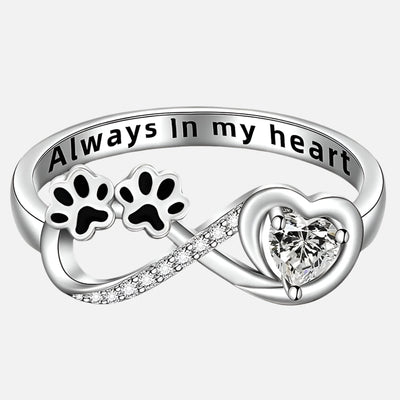 InfiPaw | Endless Bond | Sterling Silver Paw Print Infinity Ring