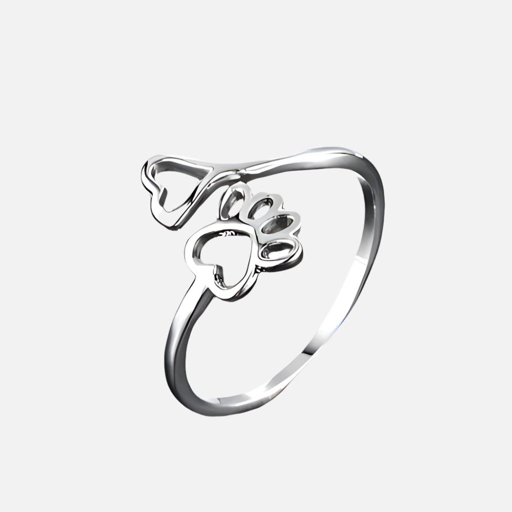 Amora | Paw Print Promise | Sterling Silver Ring