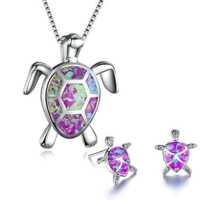 AquaTide | Ocean Serenity | Opal & Sterling Silver Sea Turtle Jewelry Set