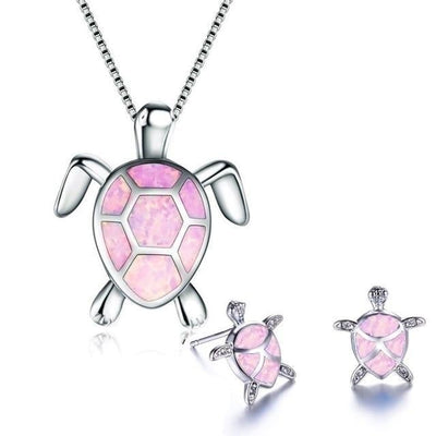 AquaTide | Ocean Serenity | Opal & Sterling Silver Sea Turtle Jewelry Set