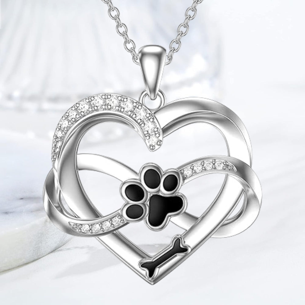 Elaria | Infinite Paw Embrace | Silver Necklace